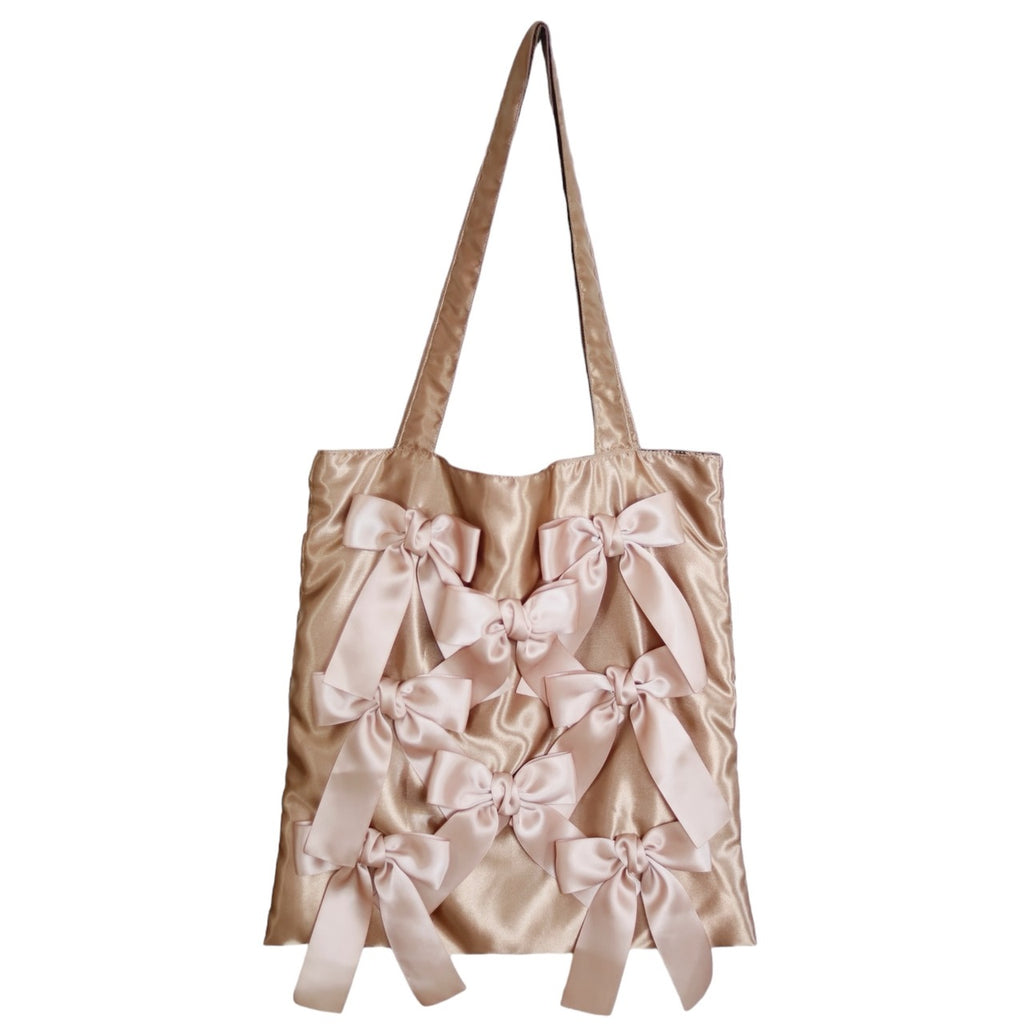 MOCA BROWN satten ribbon tote bag