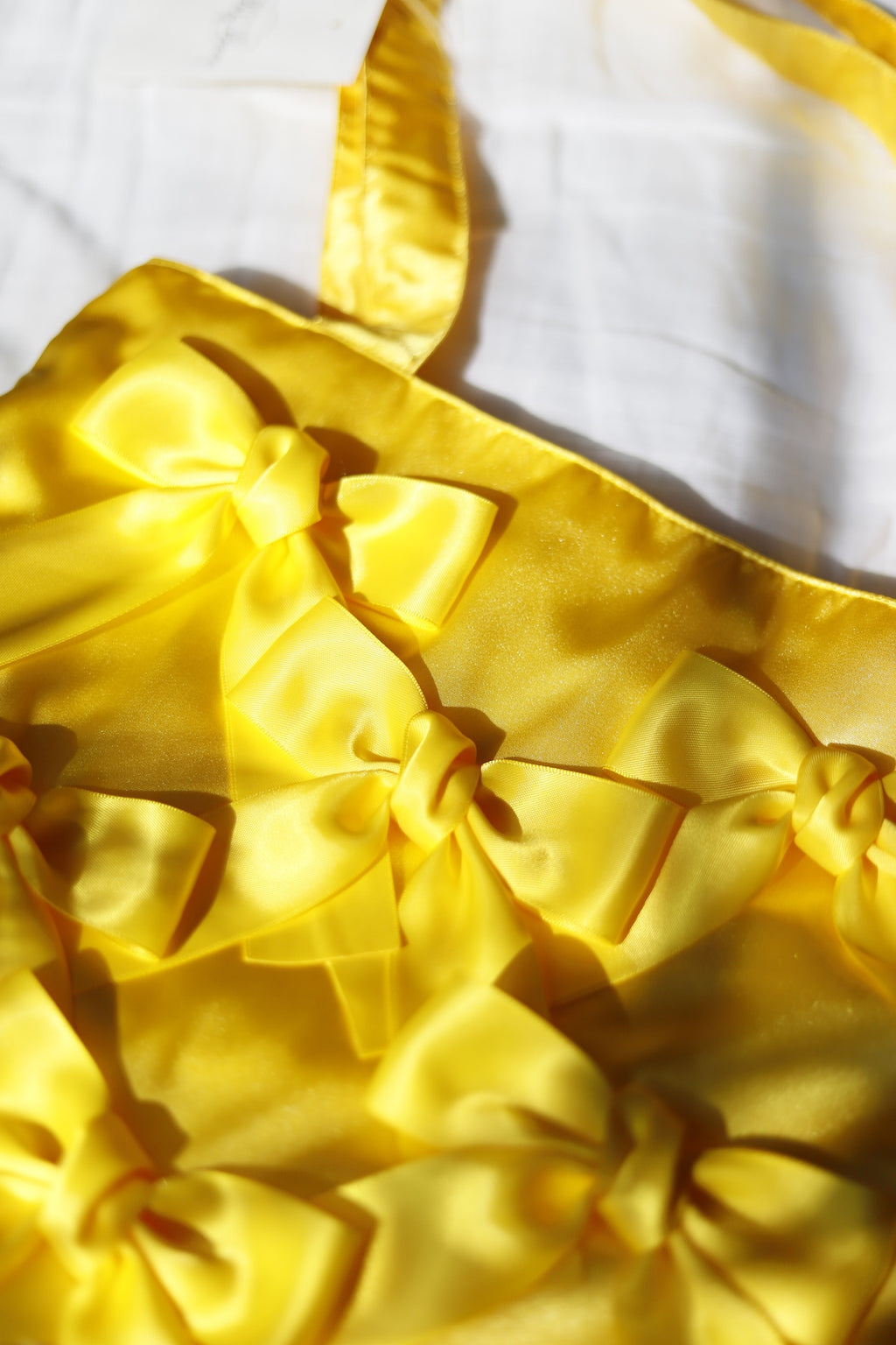 DAFFOIL YELLOW satten ribbon tote bag