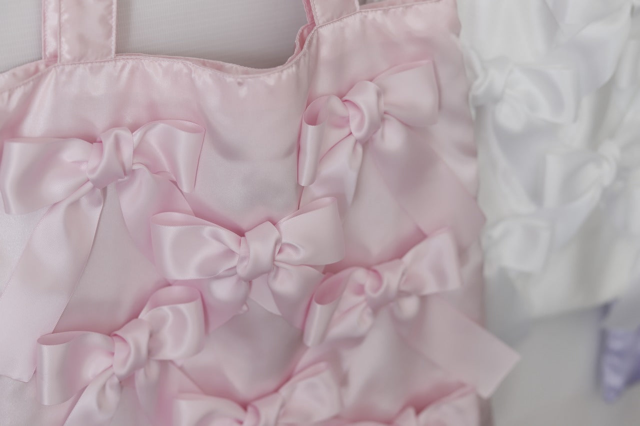 ICY PINK satin ribbon tote bag