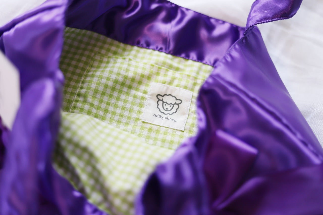 DEEP PURPLE satin ribbon tote bag