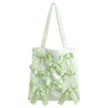 SEAFOAM GREEN satin ribbon tote bag