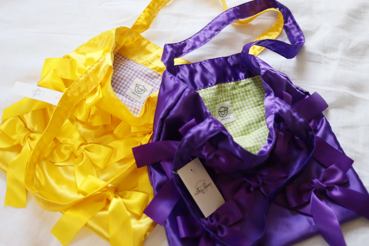 DAFFOIL YELLOW satten ribbon tote bag