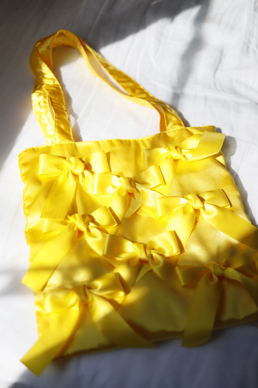 DAFFOIL YELLOW satten ribbon tote bag