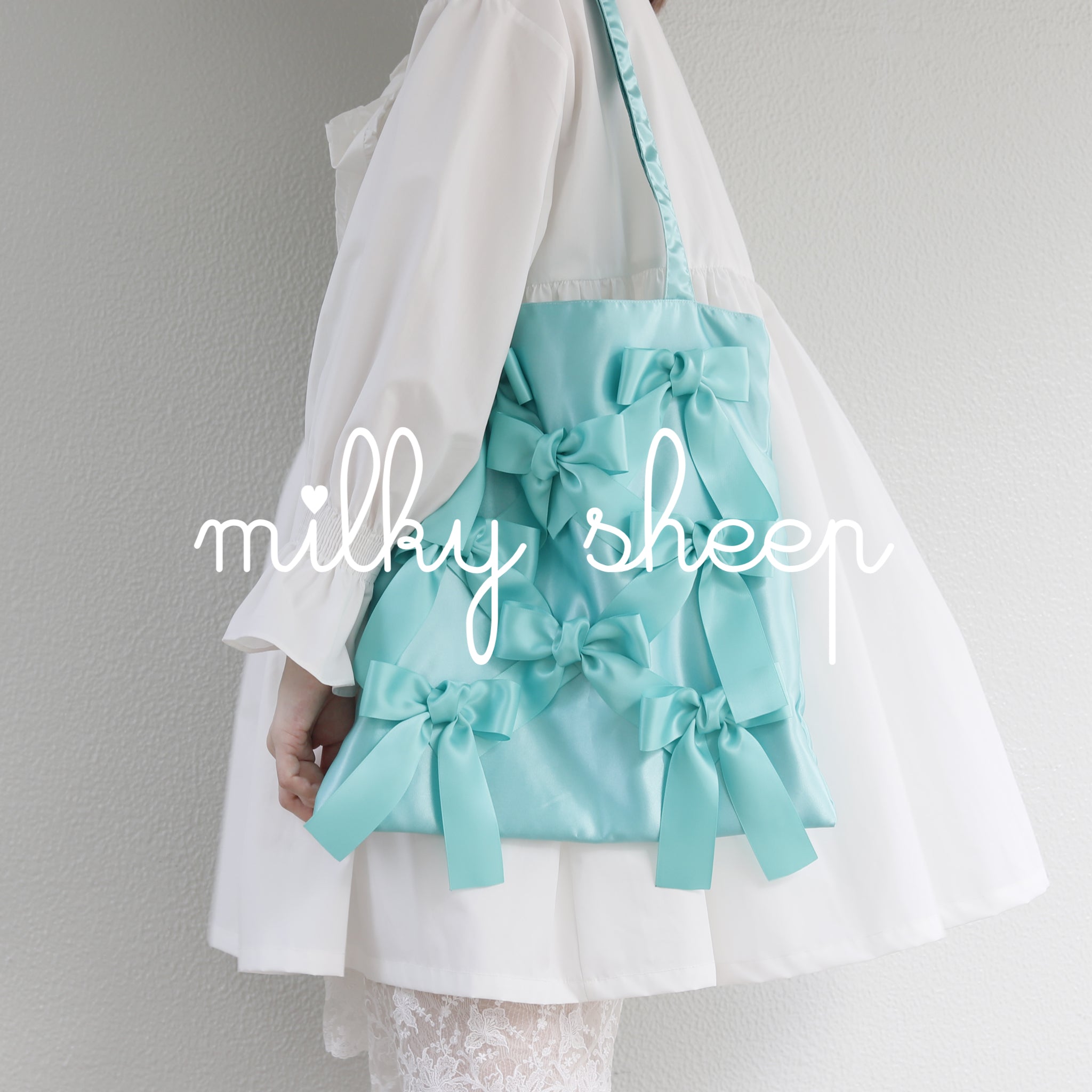 TROPIC GREEN × MONOQLO FLOWER　satin ribbon tote bag