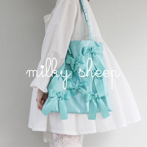 Ruban Noeud / TROPIC GREEN × MONOQLO FLOWER　satin ribbon tote bag