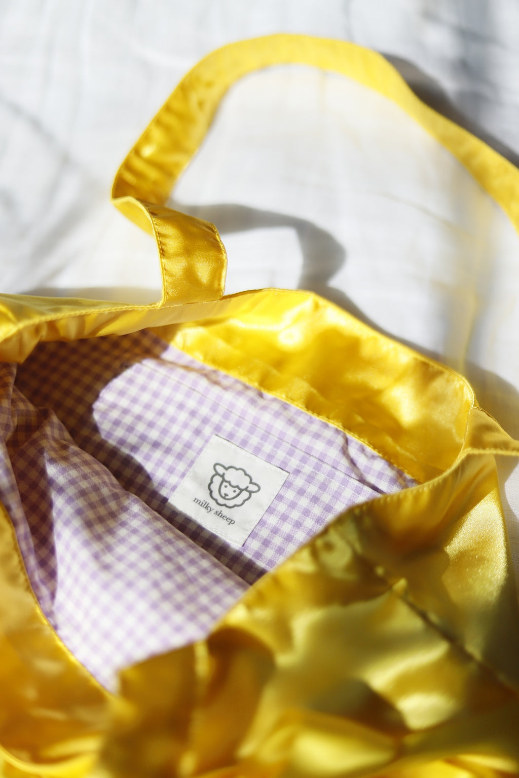 DAFFOIL YELLOW satten ribbon tote bag