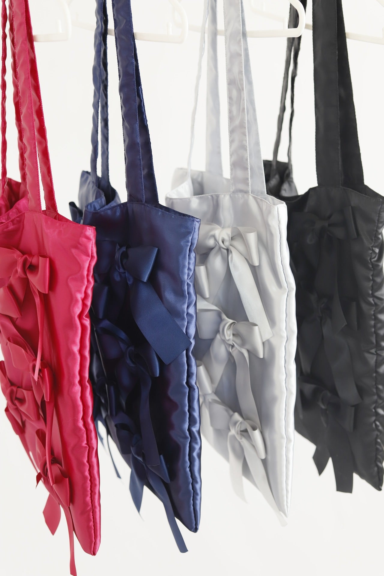 BLACK　 satin ribbon tote bag