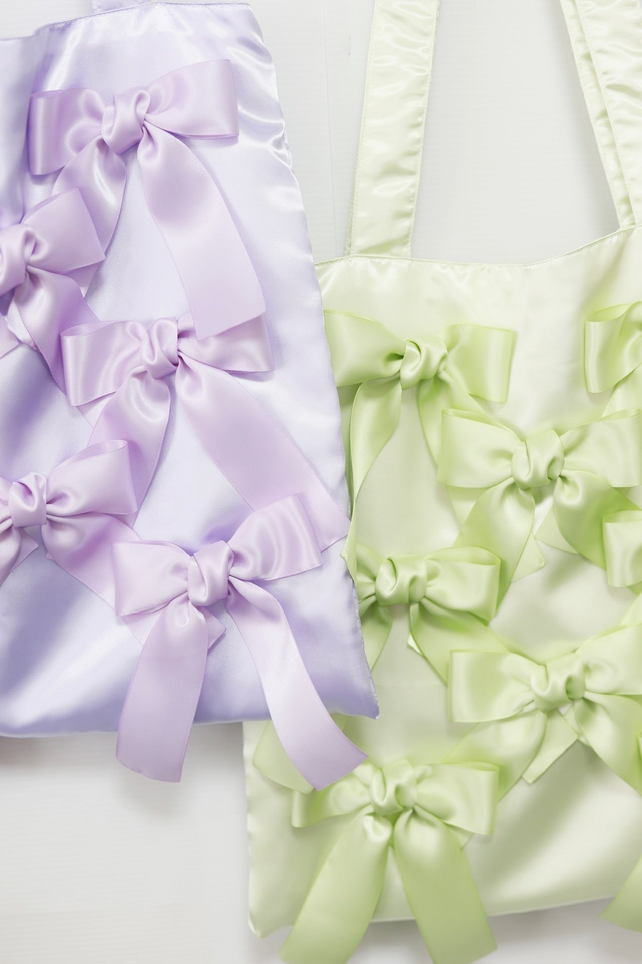 SEAFOAM GREEN satin ribbon tote bag
