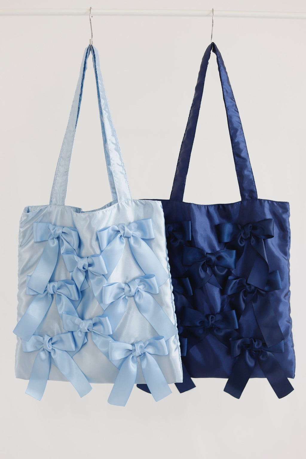 BLUE BIRD satin ribbon tote bag