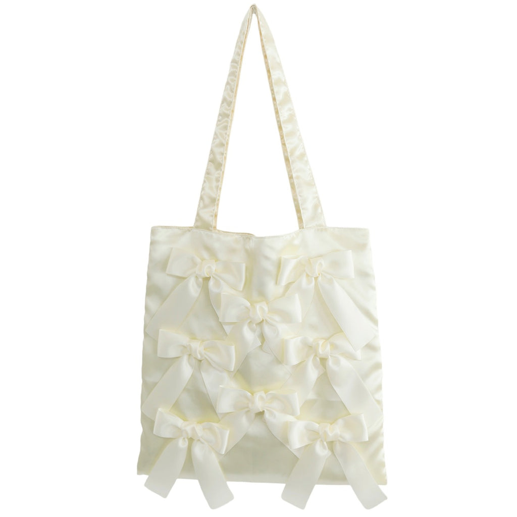 CANDLE LIGHT YELLOW satin ribbon tote bag