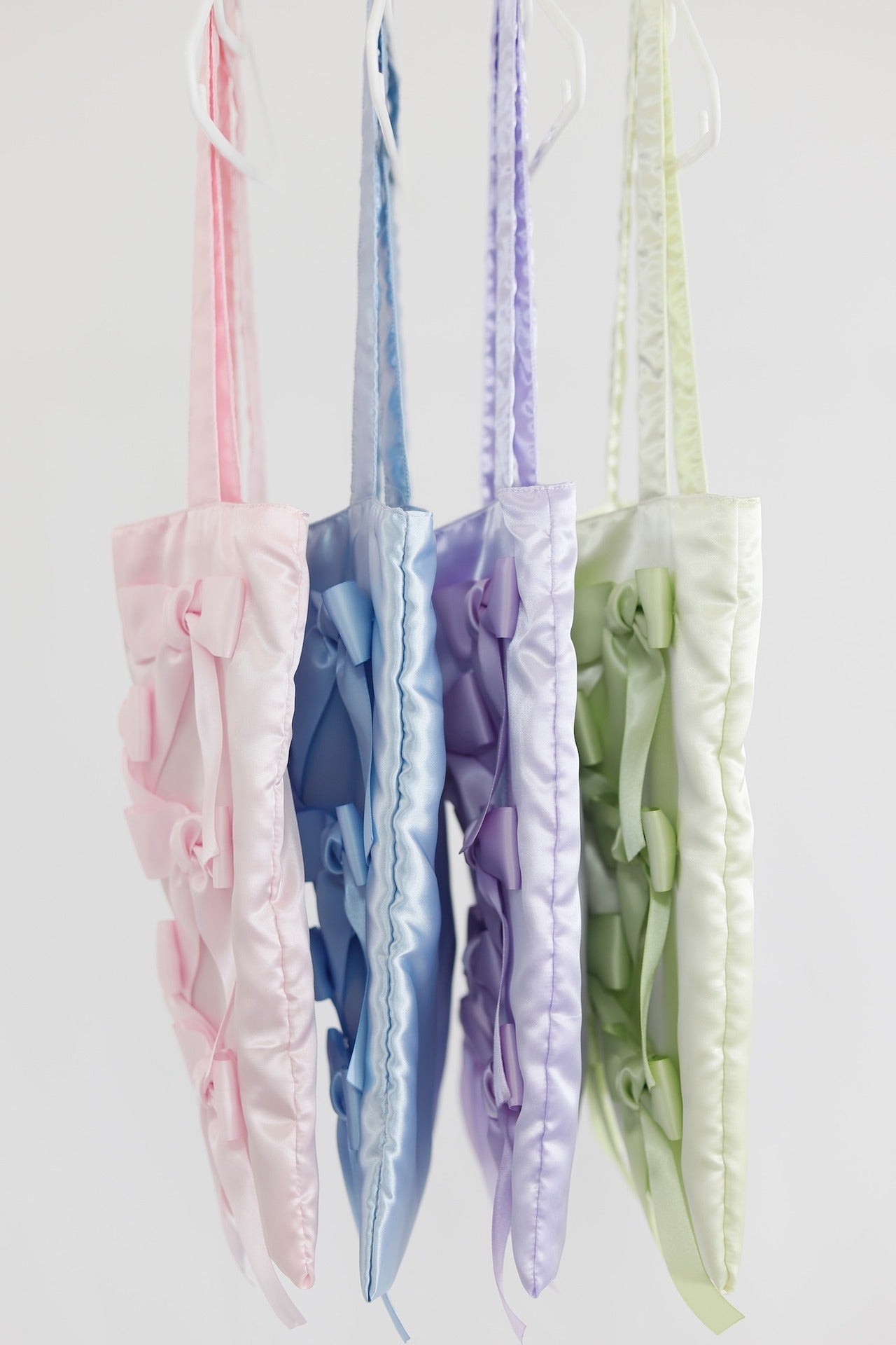 SEAFOAM GREEN satin ribbon tote bag