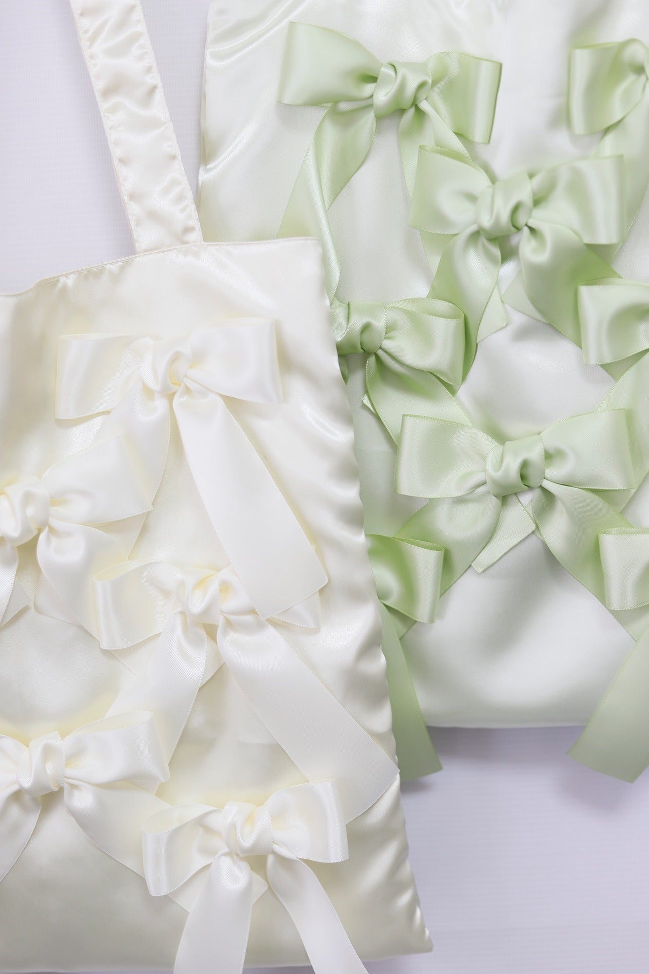 CANDLE LIGHT YELLOW satin ribbon tote bag