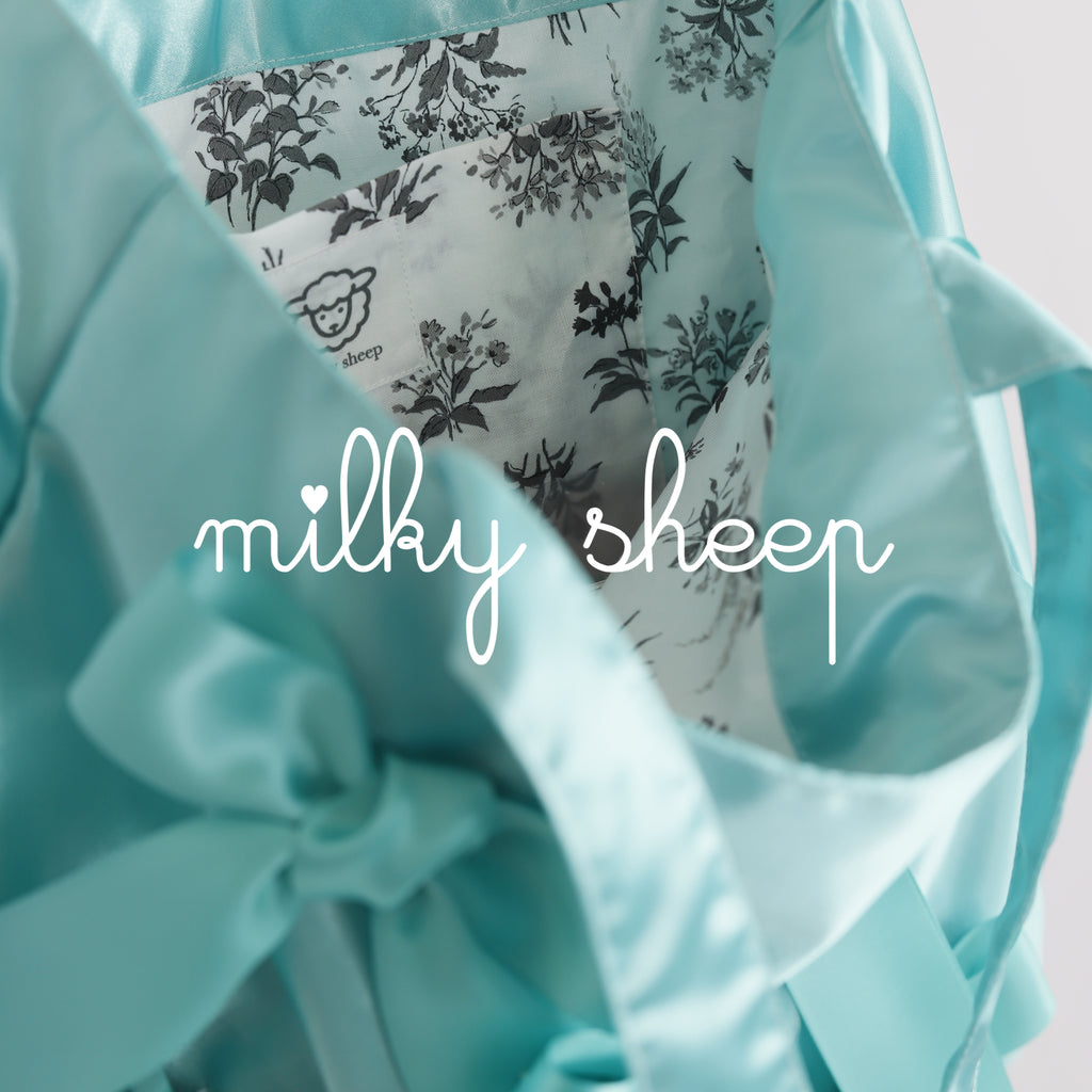 TROPIC GREEN × MONOQLO FLOWER　satin ribbon tote bag