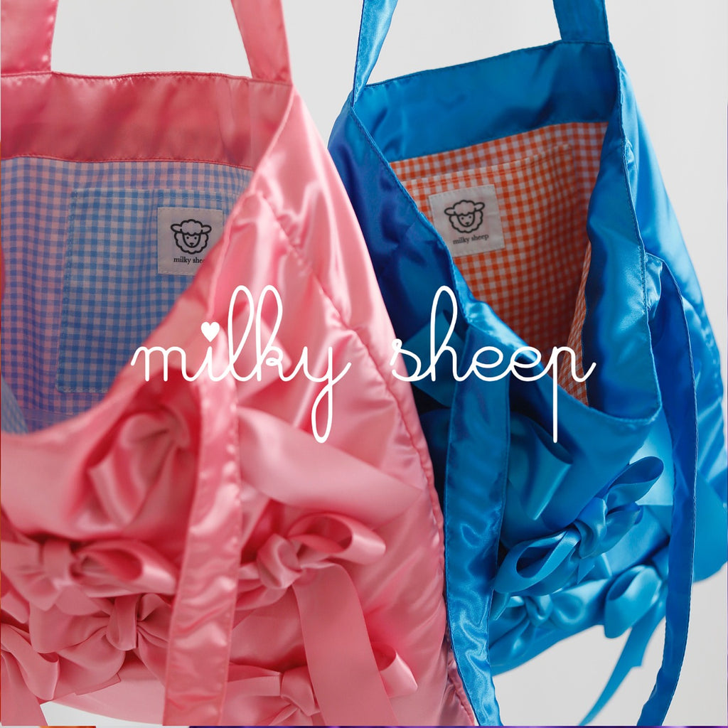 SALMON PINK satin ribbon tote bag
