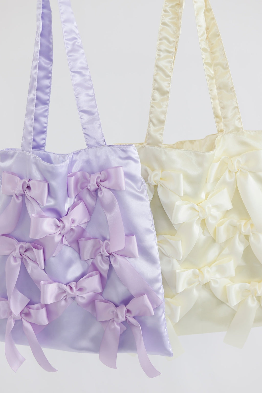 CANDLE LIGHT YELLOW satin ribbon tote bag