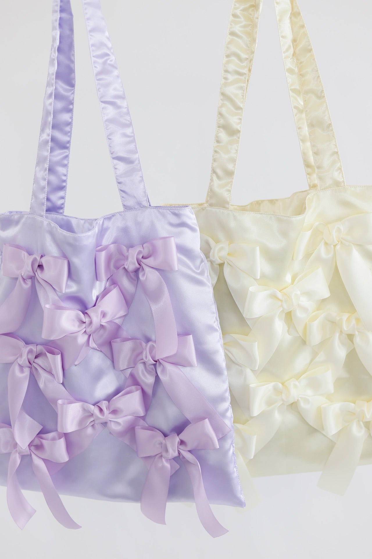 CANDLE LIGHT YELLOW satin ribbon tote bag