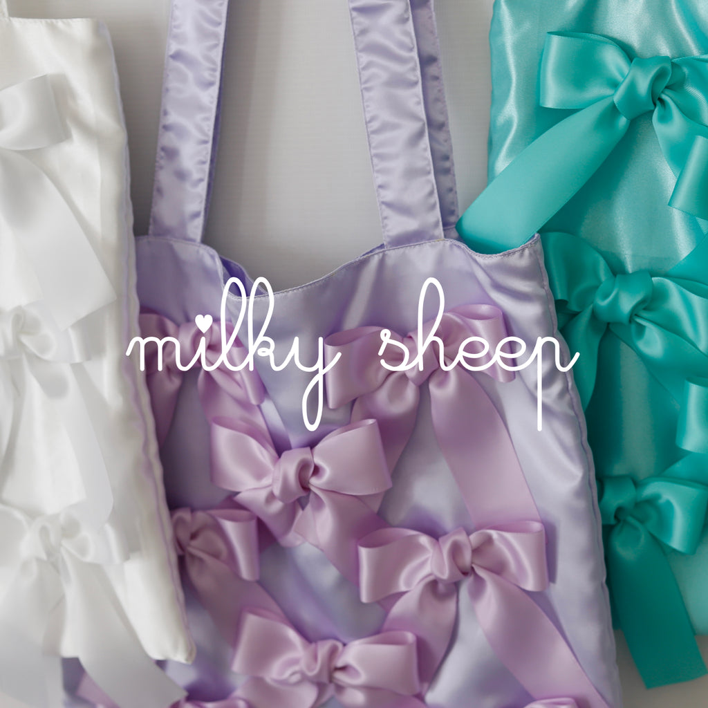 PURPLE　 satin ribbon tote bag