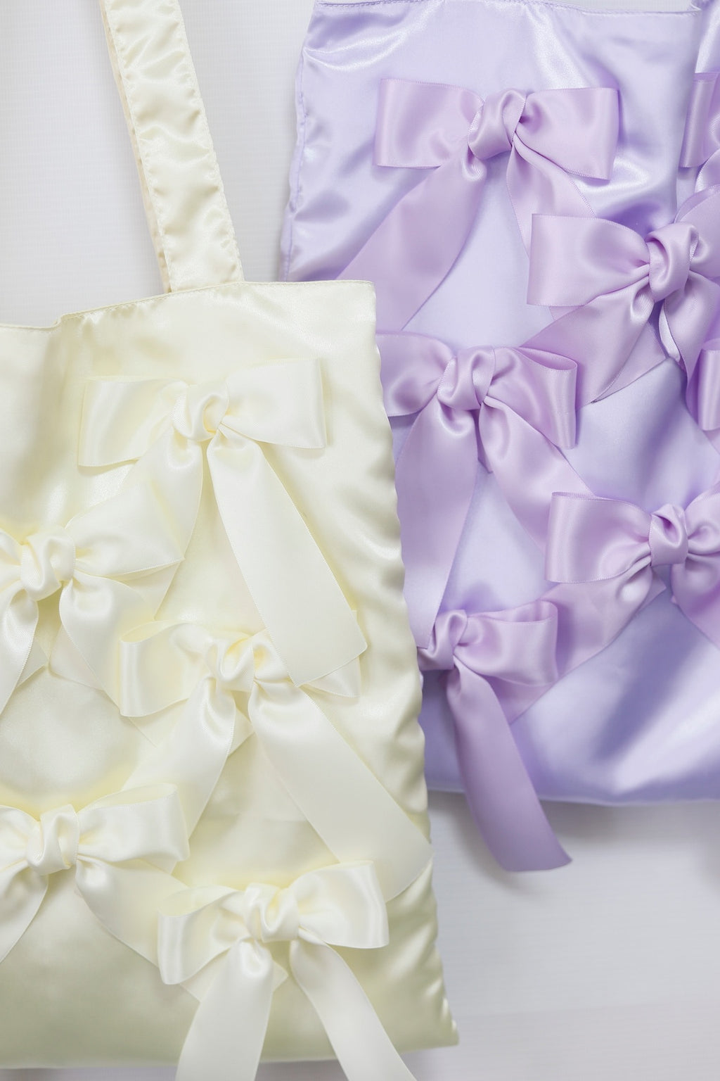 CANDLE LIGHT YELLOW satin ribbon tote bag