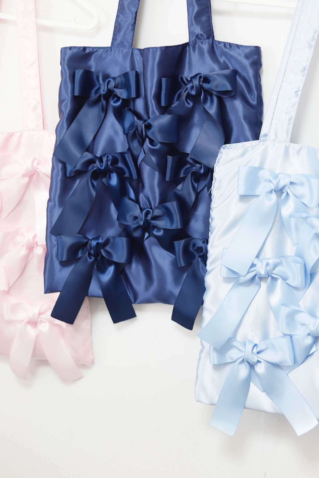 BLUE BIRD satin ribbon tote bag