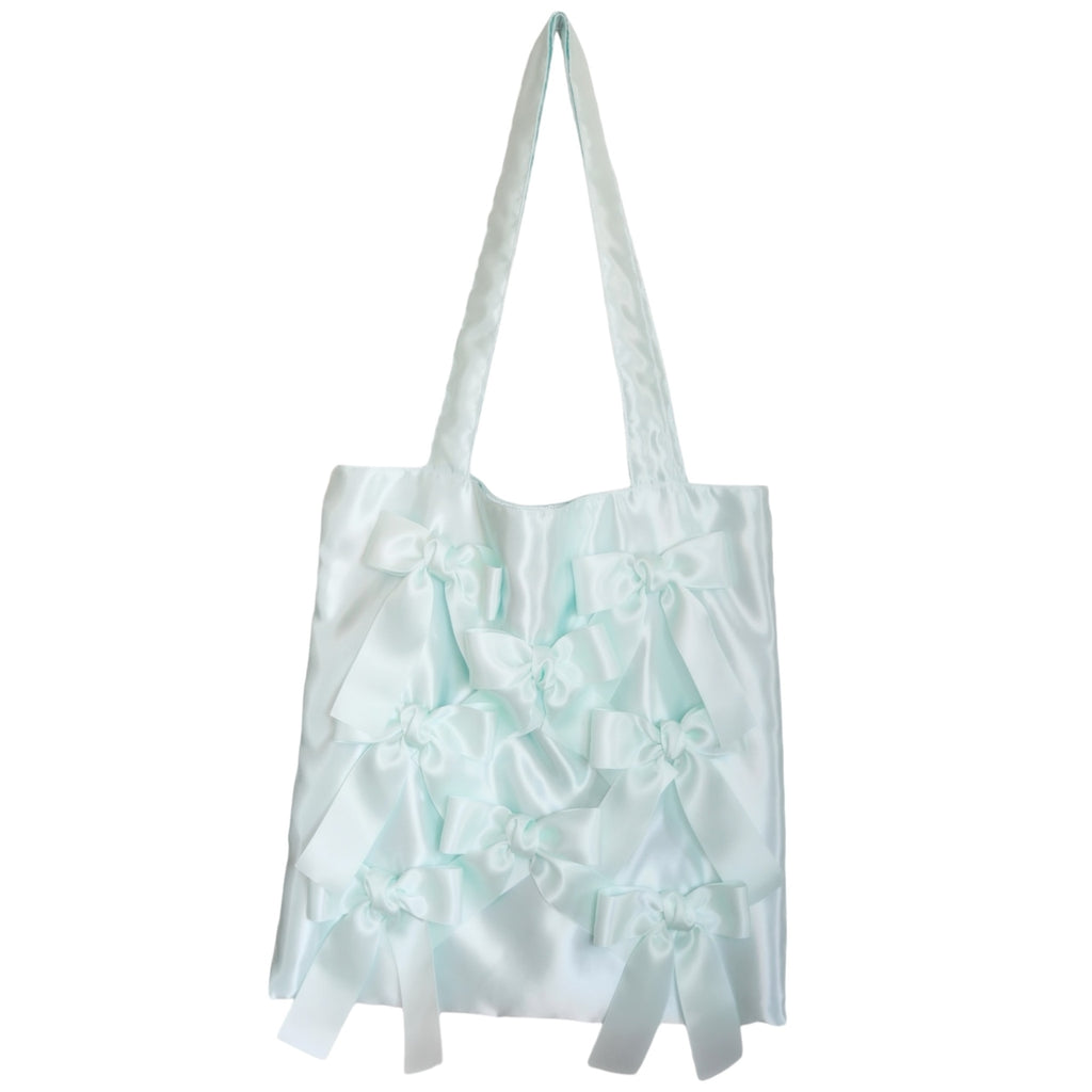 ICE MINT satten ribbon tote bag