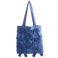 NAVY satin ribbon tote bag