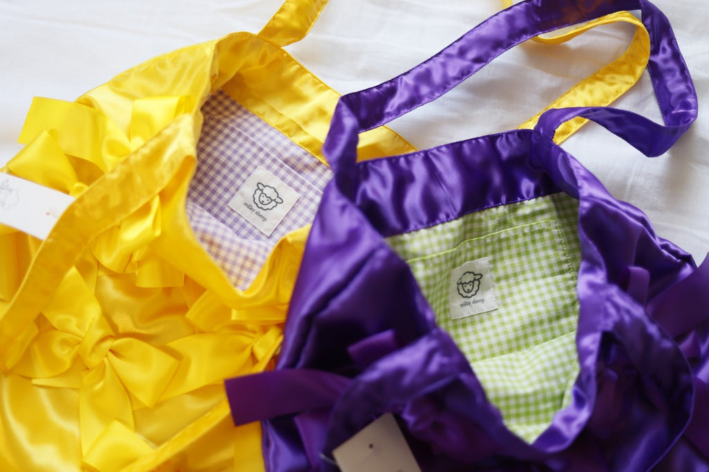 DAFFOIL YELLOW satten ribbon tote bag