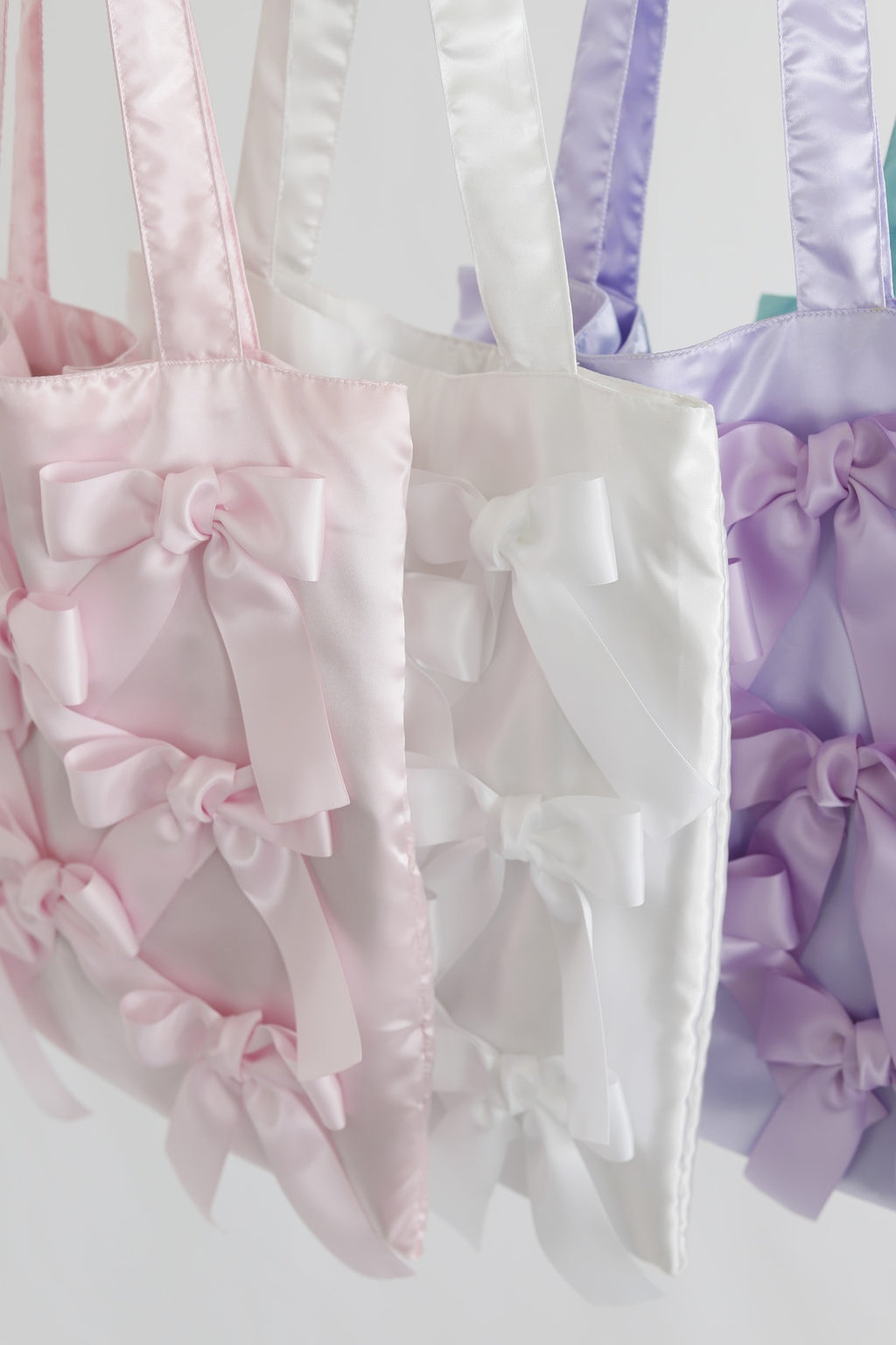 ICY PINK satin ribbon tote bag