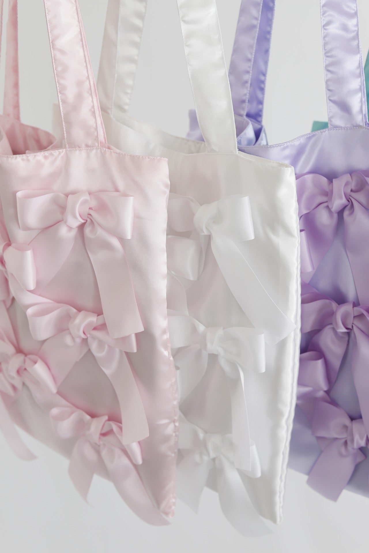 ICY PINK satin ribbon tote bag