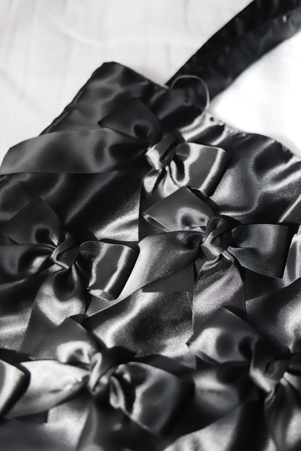 BLACK　 satin ribbon tote bag