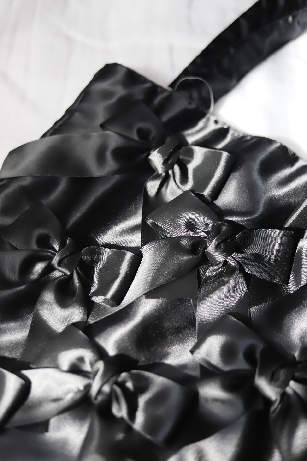 BLACK　 satin ribbon tote bag