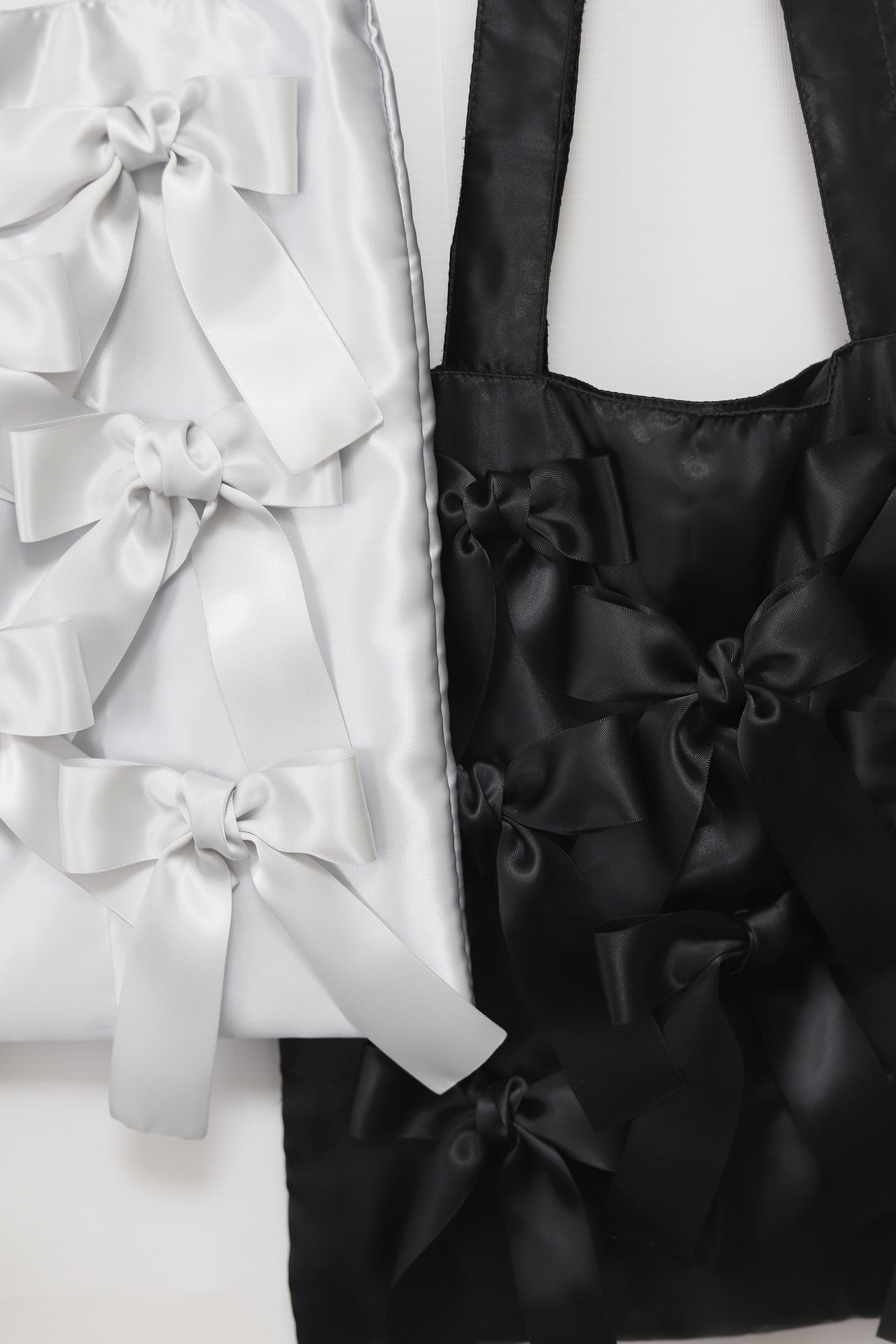 BLACK　 satin ribbon tote bag